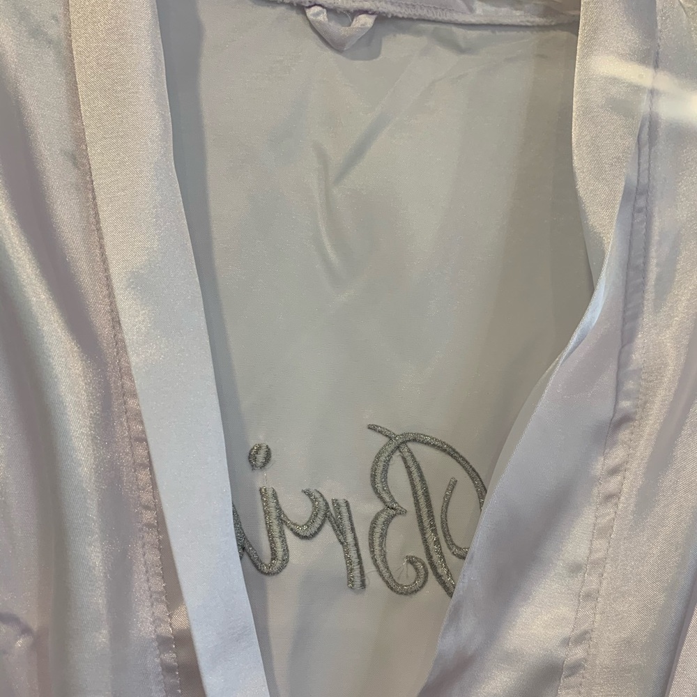 White Silk Bride Robe - Picture 4 of 5